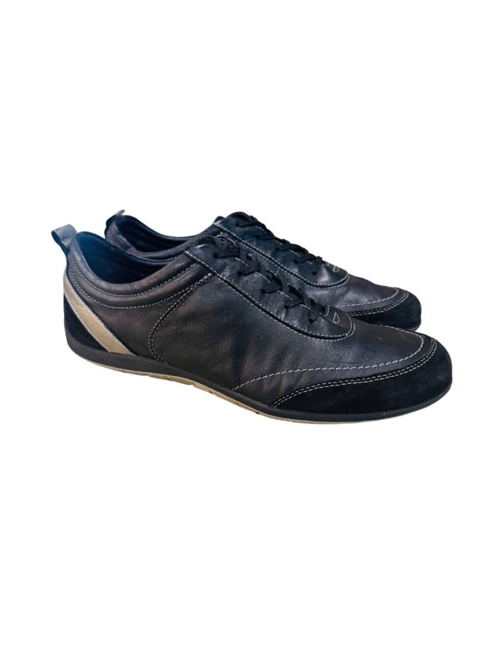 Vionic Willa Walker Womens 9 Black Leather Metallic Pewter Athletic Sneaker Shoe